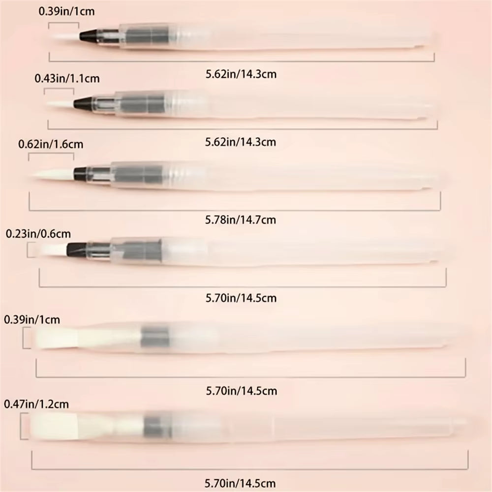 3/6Pcs Watercolor Brush Pen Set - Easy Refill, Ideal for Beginners & Artists Watercolor Brushes