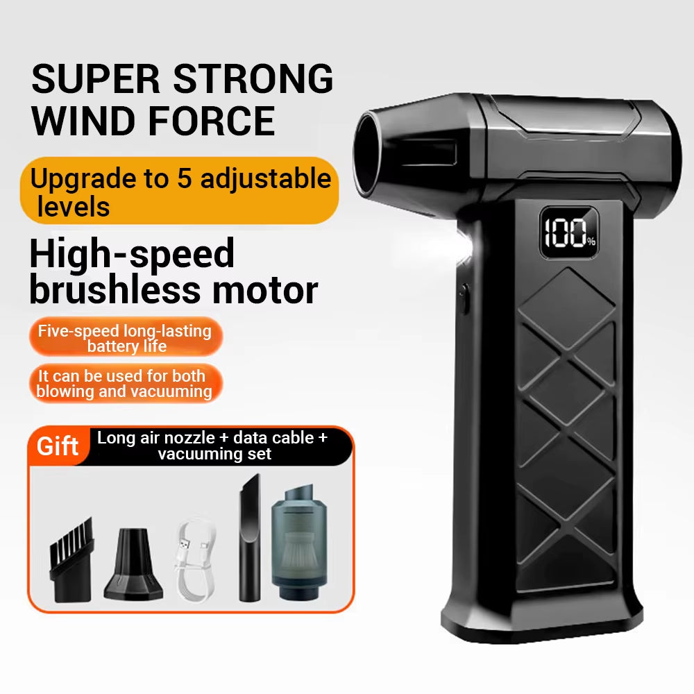 Powerful Dust Blower 800000RPM Brushless Motor Outdoor Air Duster Blower Type-C Rechargeable Air Blower Cleaning PC Turbo Fan