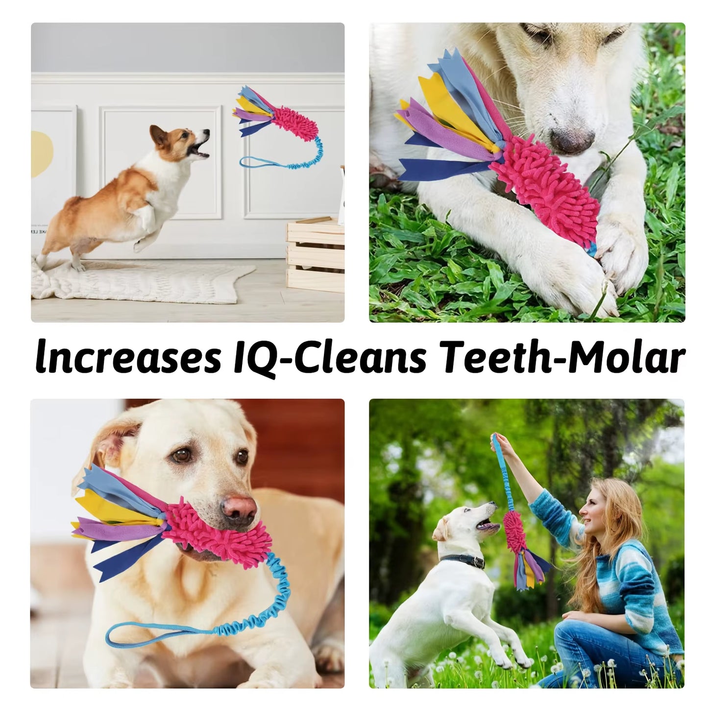 1Pc Colorful Bite-Resistant Dog Training Rope Toy-Anti-Tear Traction Plush Teeth Grinding Interactive Puzzle Relief Toy