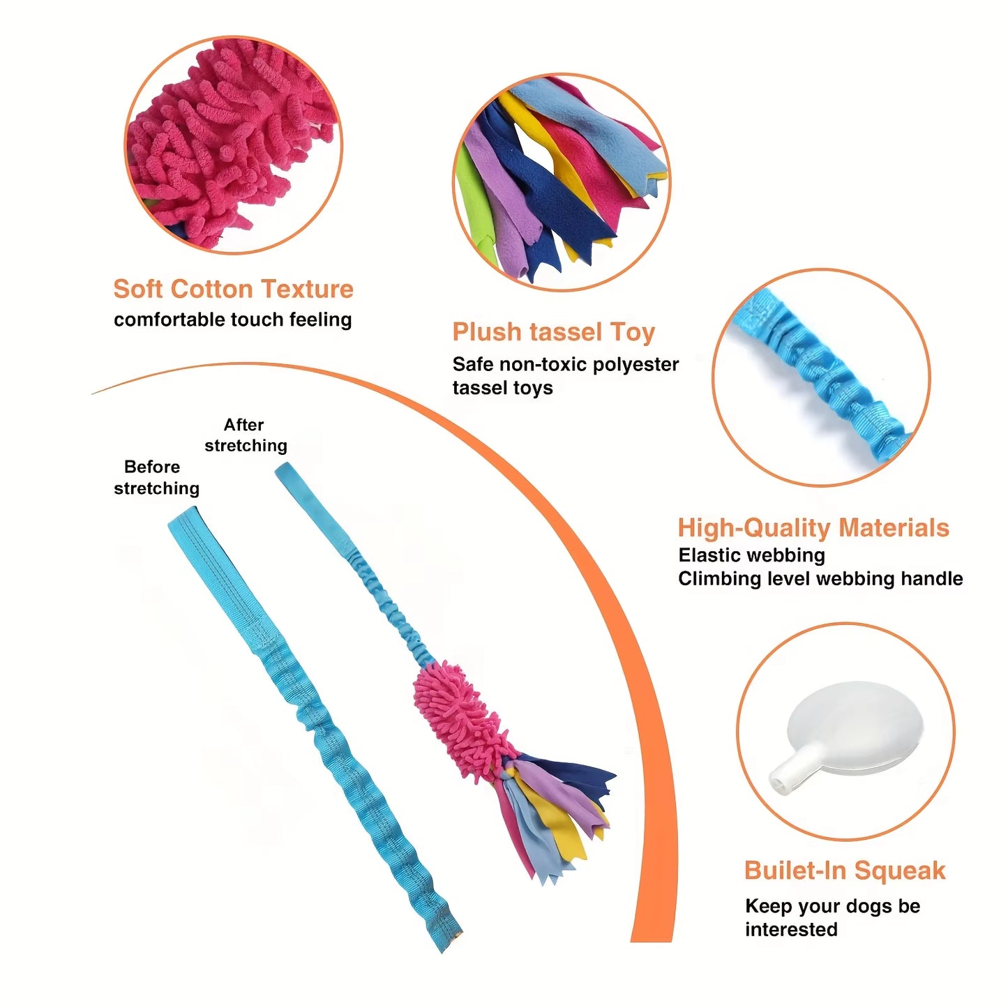 1Pc Colorful Bite-Resistant Dog Training Rope Toy-Anti-Tear Traction Plush Teeth Grinding Interactive Puzzle Relief Toy