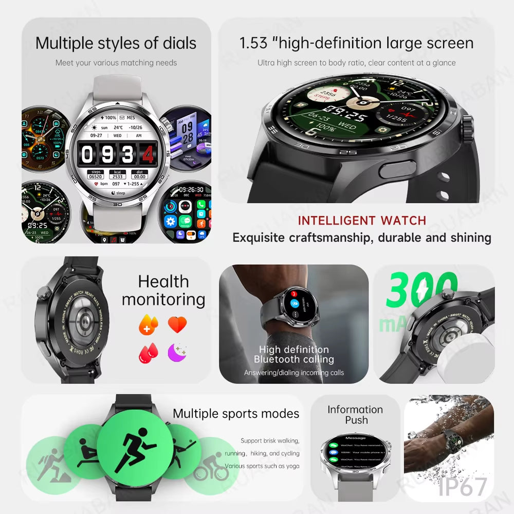 2025 New Smart Watches for HUAWEI GT5 Watch Heart Rate Compass GPS Sports Waterproof NFC Bracelet Bluetooth Call Health Watches