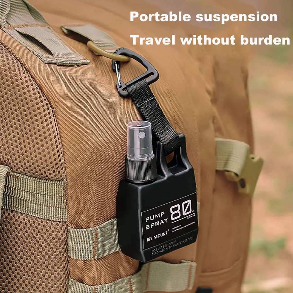 80Ml Pump Spray Bottle Portable Empty Cosmetic Containers with Buckle Alcohol Perfume Refillable for Outdoor Camping Hikingblack