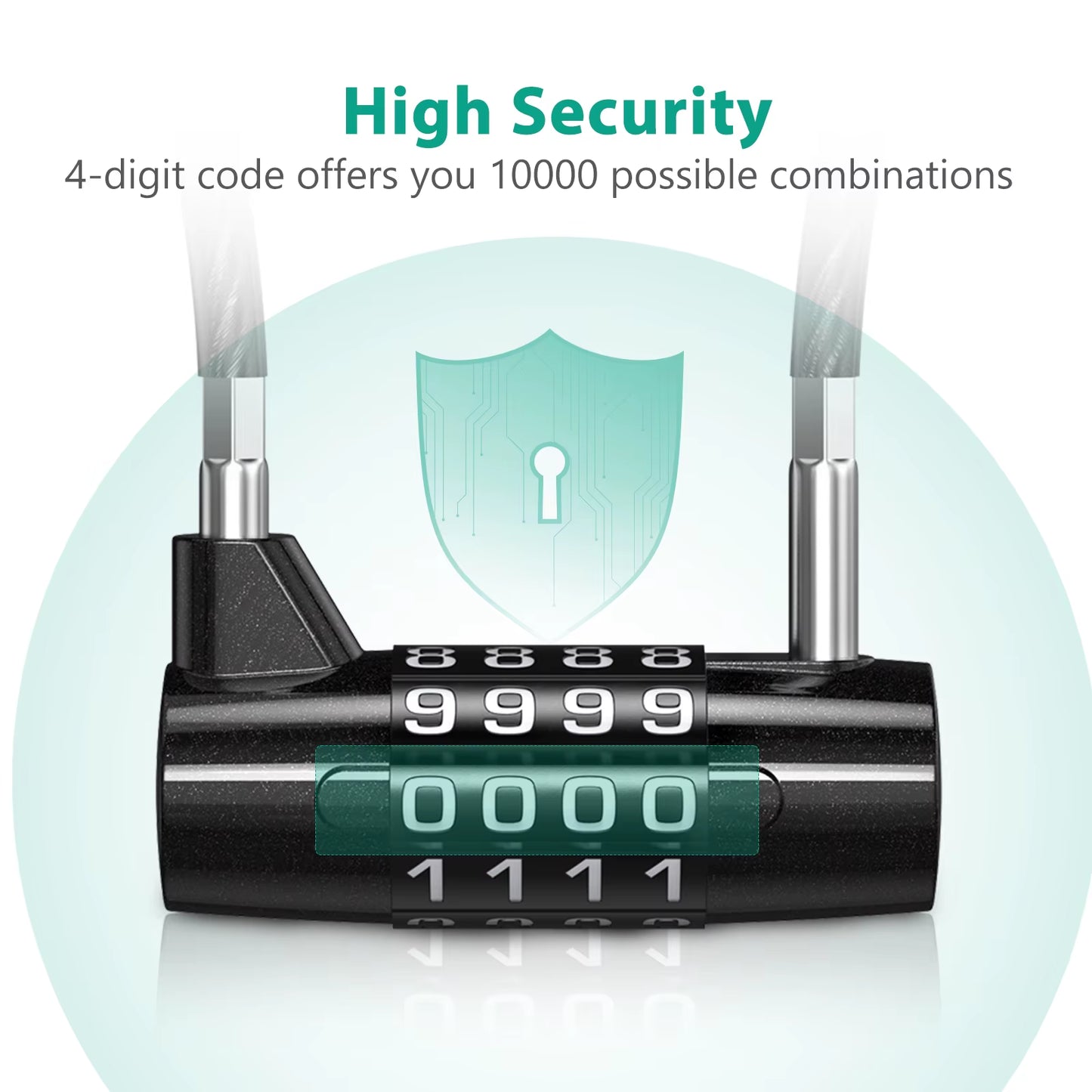 4 Digit Combination Padlock Resettable Padlock with Steel Cable Rope Waterproof Cable Lock Gate Locks for Gym Suitcase Bag Bike