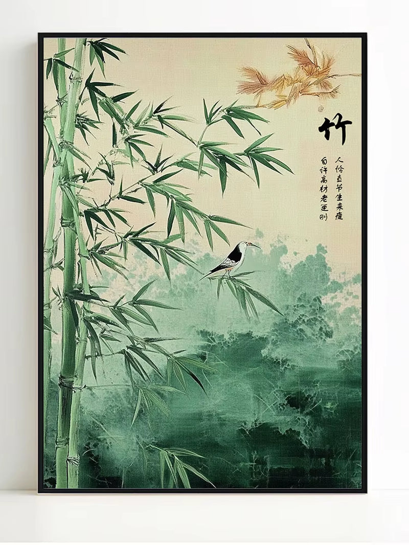 Chinese Flowers Bamboo Orchid Plum Chrysanthemum Print Poster Nordic Canvas Painting Can Be Used as a Gift Home Room Decoration