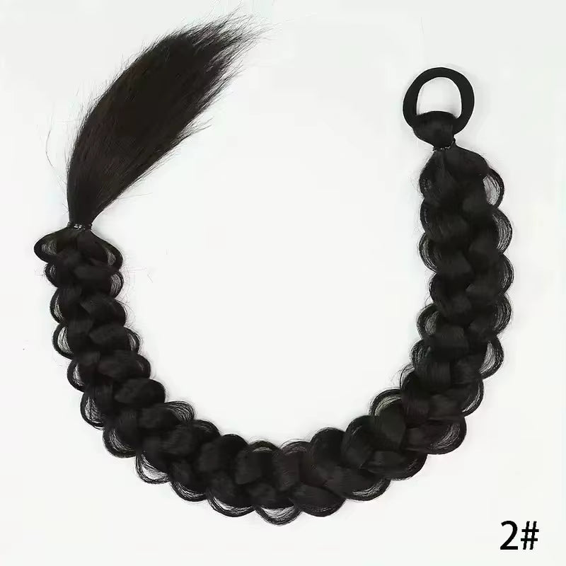 24 Inch Synthetic Long Braided Ponytail Hair Extensions for Women with Elastic Band Hair Accessories