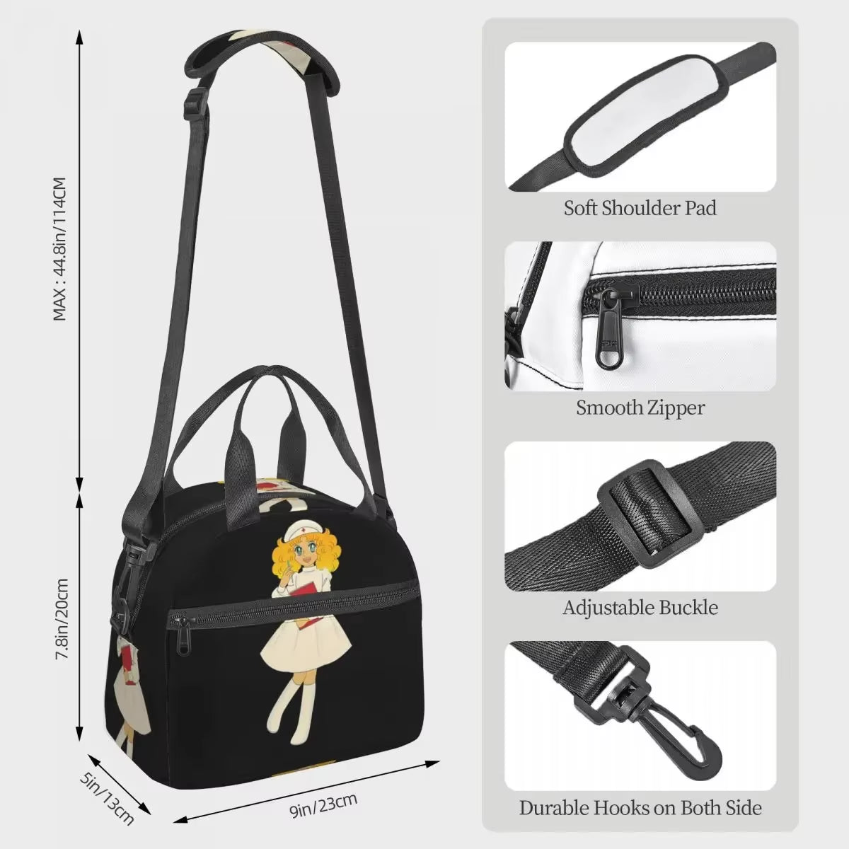 Candy Candy Nurse Lunch Bags Insulated Bento Box Leakproof Lunch Tote Picnic Bags Cooler Bag for Woman Work