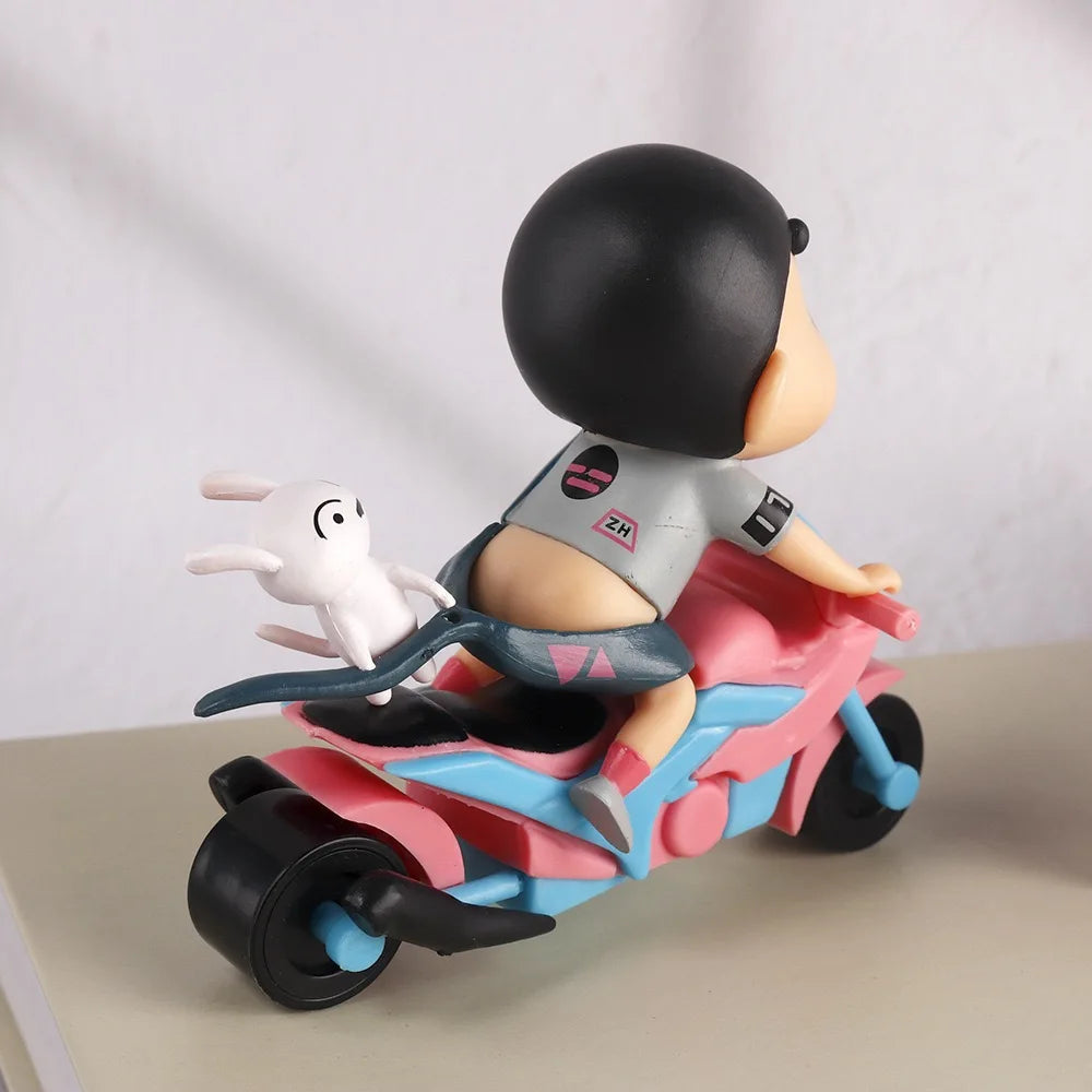 Crayon Shin Chan Anime Figure Motorcycle Cartoon Cute Drive Action Figure Model Desktop Ornaments Statue Collectible Toy Gifts