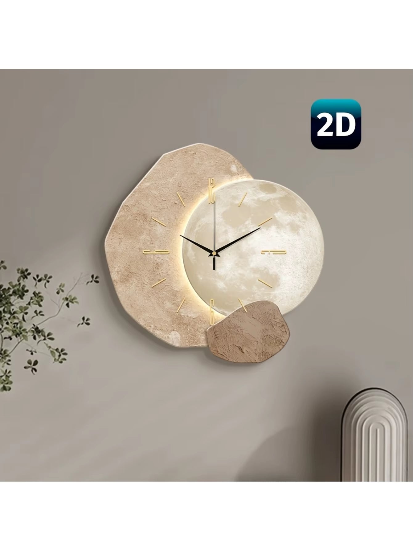 Modern Simple Silent Wall Clock, Moon Phase Design - Quiet Quartz Movement, Wooden Material, Non-Drip Sound, Perfect for Bedroom, Living Room or Office Decoration, Bedroom Wall Clock | Decorative Wall Clock | Wooden Structure Mother'S Day Wedding Decoration Friend Birthday Gift