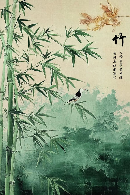 Chinese Flowers Bamboo Orchid Plum Chrysanthemum Print Poster Nordic Canvas Painting Can Be Used as a Gift Home Room Decoration