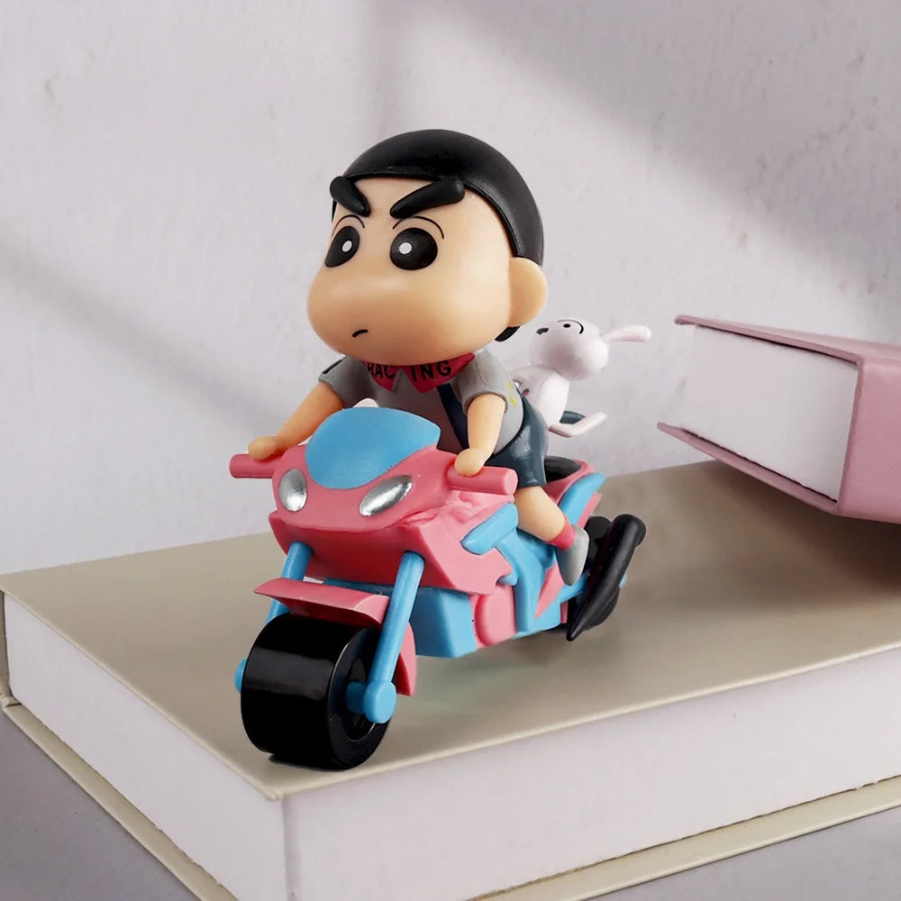 Crayon Shin Chan Anime Figure Motorcycle Cartoon Cute Drive Action Figure Model Desktop Ornaments Statue Collectible Toy Gifts
