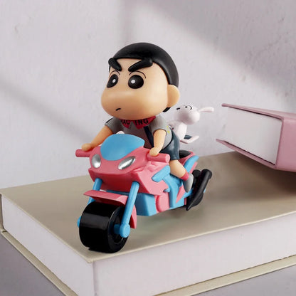 Crayon Shin Chan Anime Figure Motorcycle Cartoon Cute Drive Action Figure Model Desktop Ornaments Statue Collectible Toy Gifts