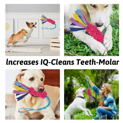 1Pc Colorful Bite-Resistant Dog Training Rope Toy-Anti-Tear Traction Plush Teeth Grinding Interactive Puzzle Relief Toy