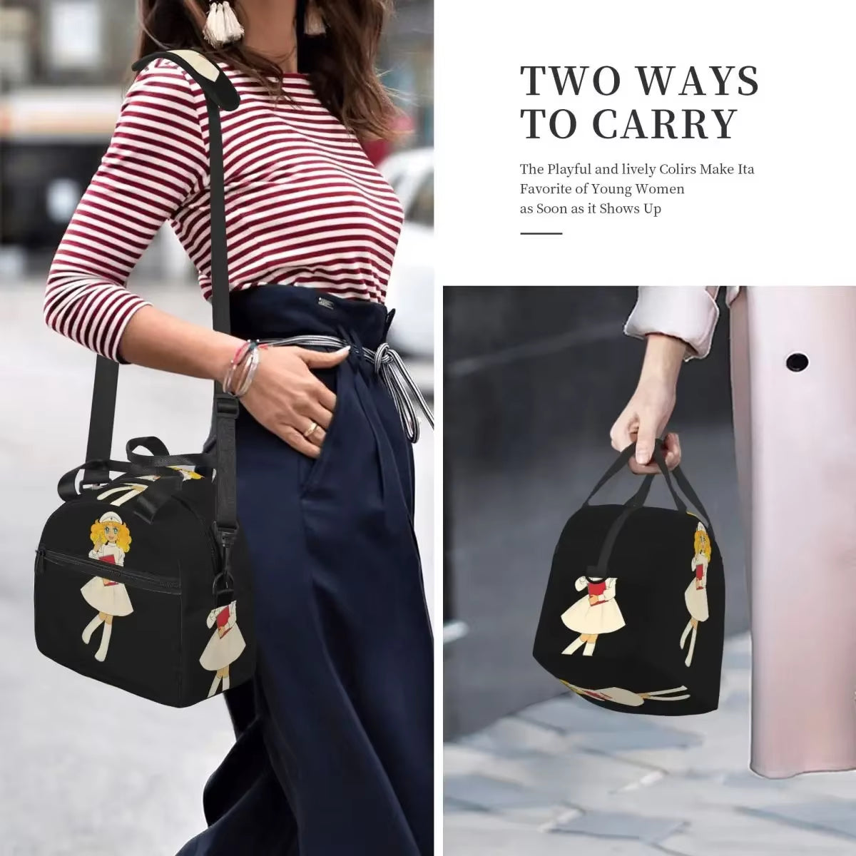 Candy Candy Nurse Lunch Bags Insulated Bento Box Leakproof Lunch Tote Picnic Bags Cooler Bag for Woman Work