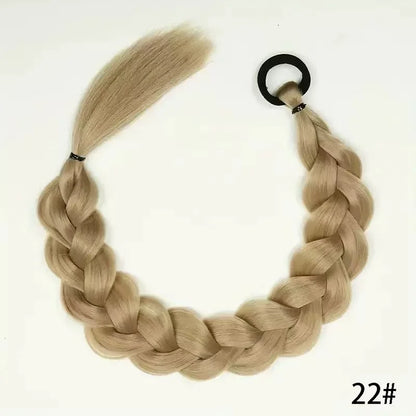 24 Inch Synthetic Long Braided Ponytail Hair Extensions for Women with Elastic Band Hair Accessories