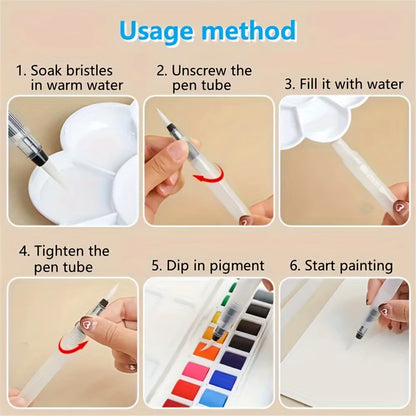 3/6Pcs Watercolor Brush Pen Set - Easy Refill, Ideal for Beginners & Artists Watercolor Brushes