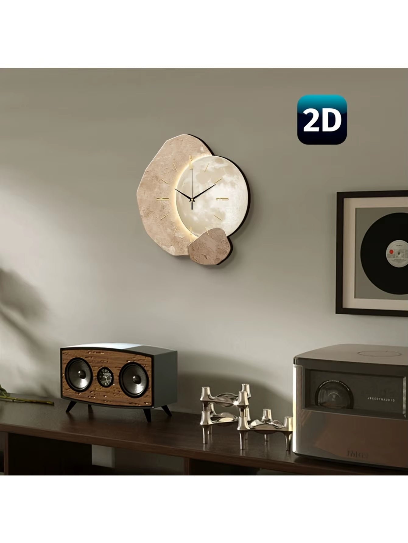 Modern Simple Silent Wall Clock, Moon Phase Design - Quiet Quartz Movement, Wooden Material, Non-Drip Sound, Perfect for Bedroom, Living Room or Office Decoration, Bedroom Wall Clock | Decorative Wall Clock | Wooden Structure Mother'S Day Wedding Decoration Friend Birthday Gift