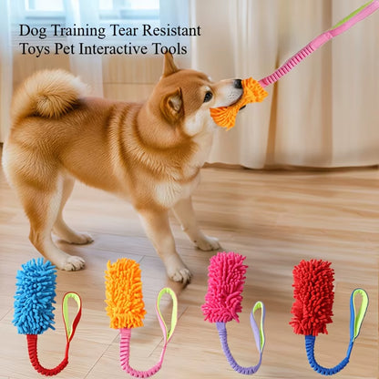 1Pc Colorful Bite-Resistant Dog Training Rope Toy-Anti-Tear Traction Plush Teeth Grinding Interactive Puzzle Relief Toy